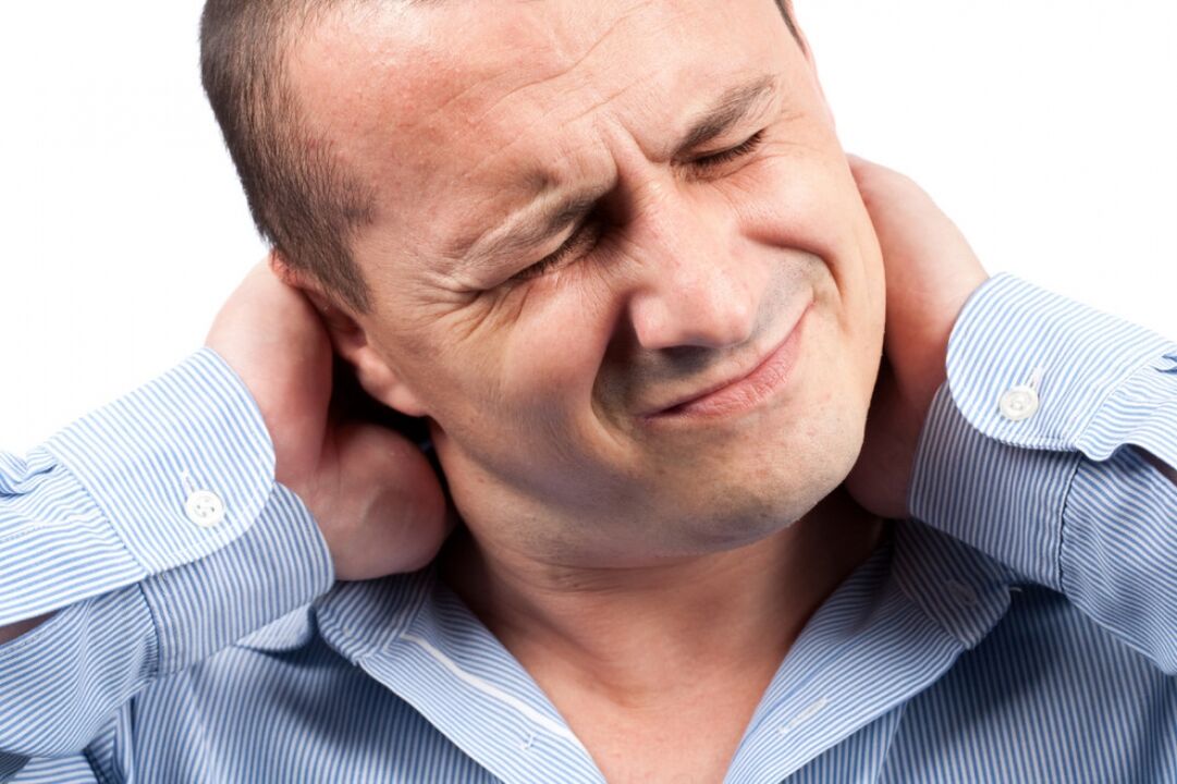a man's neck hurts because of osteochondrosis
